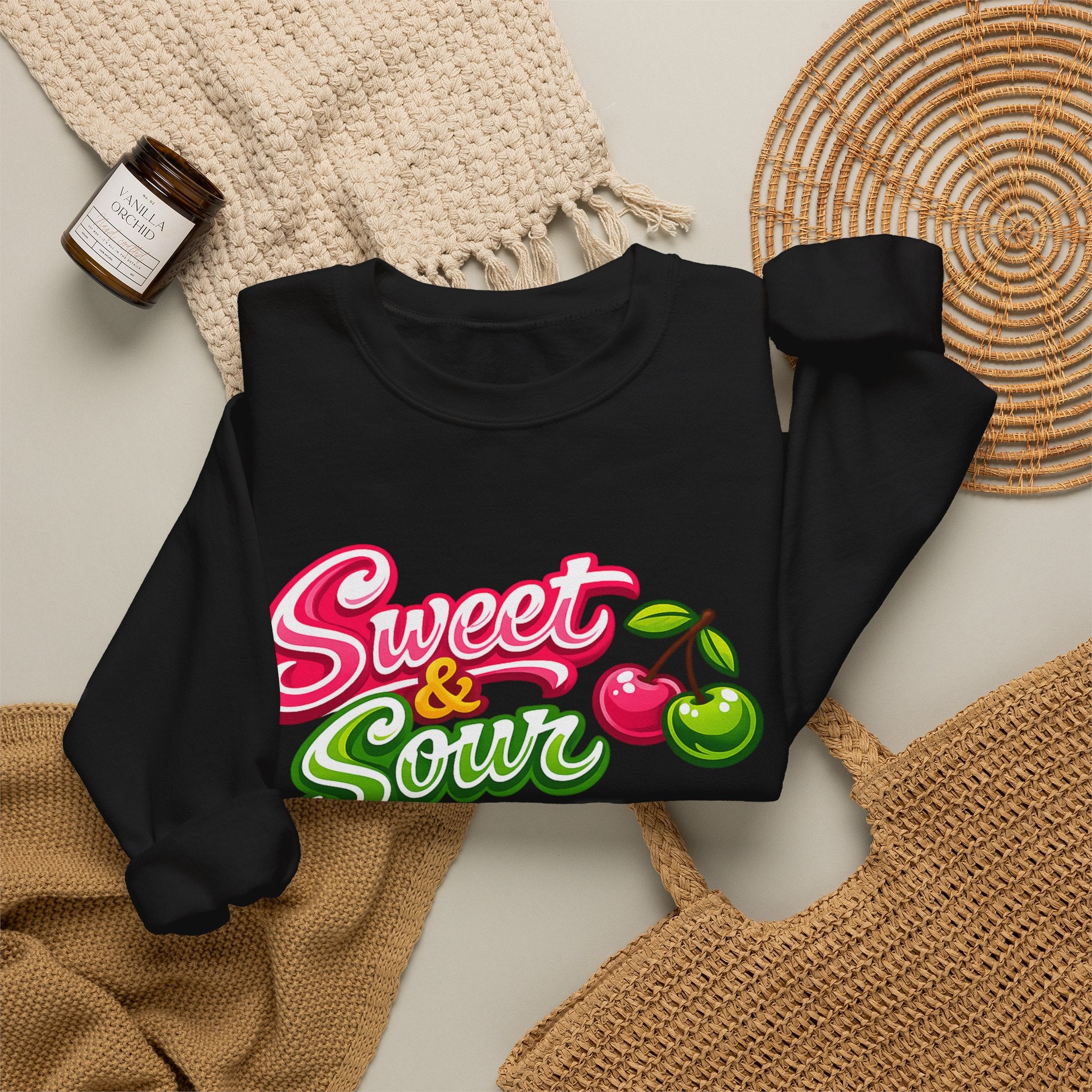 Sweet & Sour Crewneck Sweatshirt — Retro Cherry Graphic