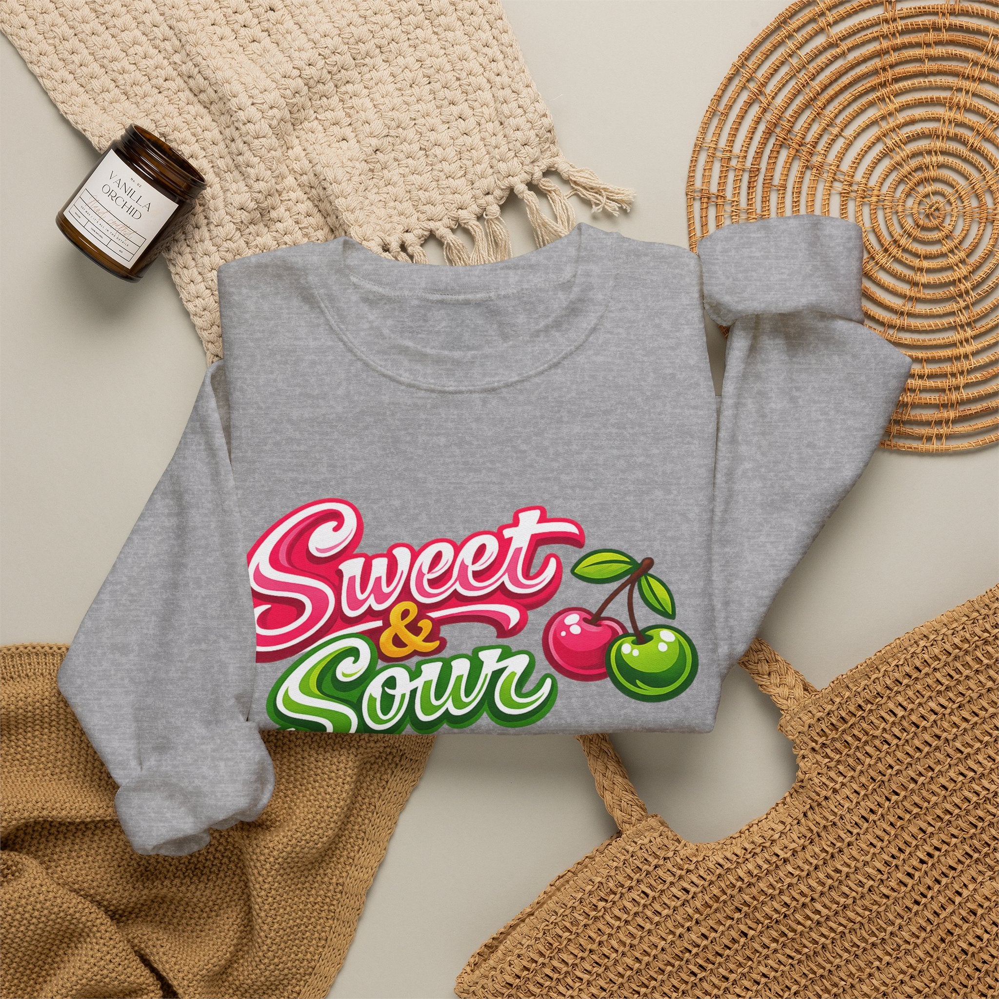 Sweet & Sour Crewneck Sweatshirt — Retro Cherry Graphic
